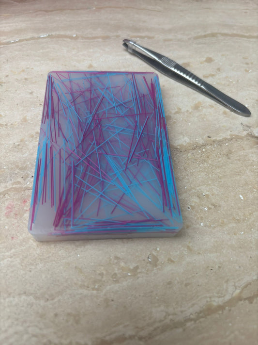 Haarplukmat met pincet paars blauw
