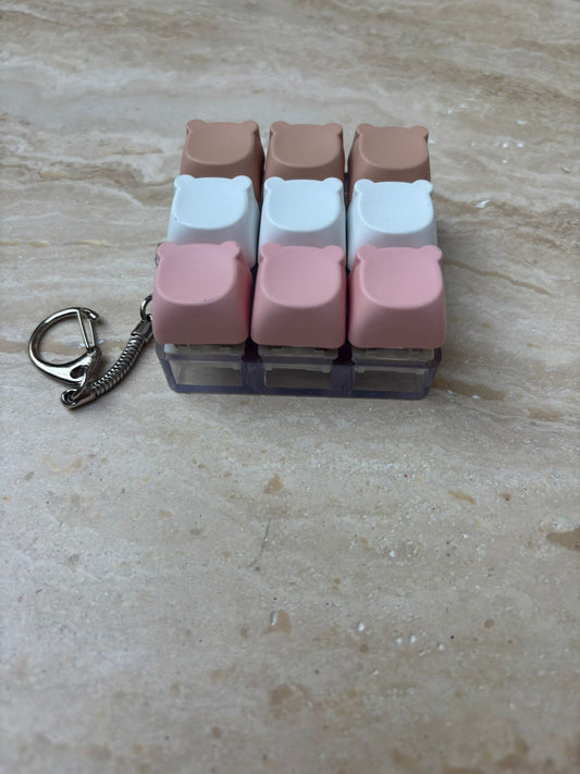 Klikker bruin, wit, roze