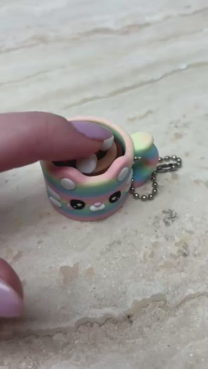 Klikker regenboogkat-mok sleutelhanger