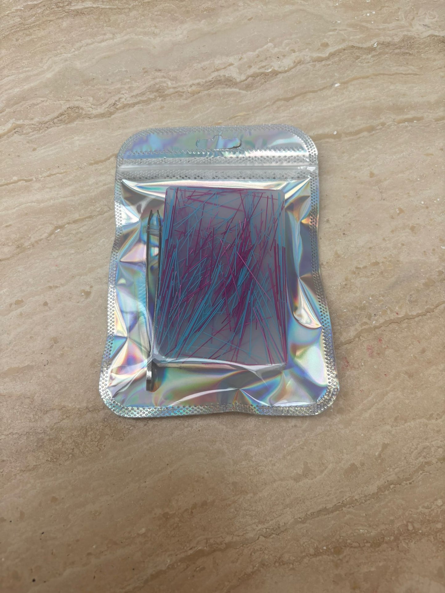Haarplukmat met pincet paars blauw