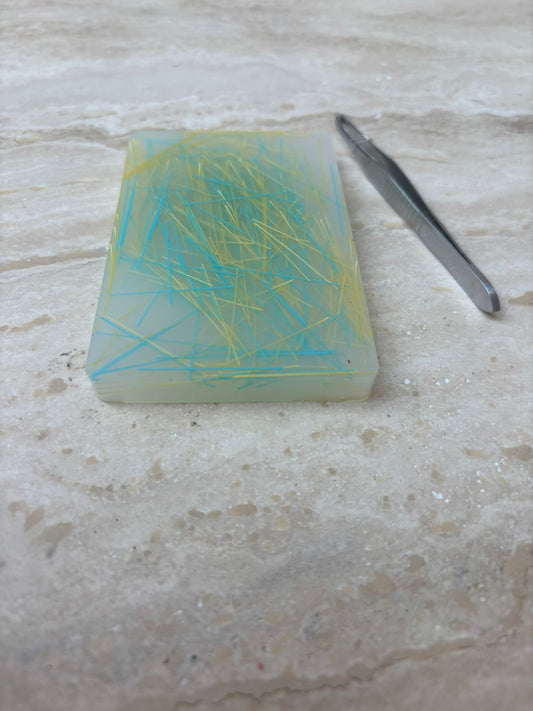 Haarplukmat met pincet geel blauw