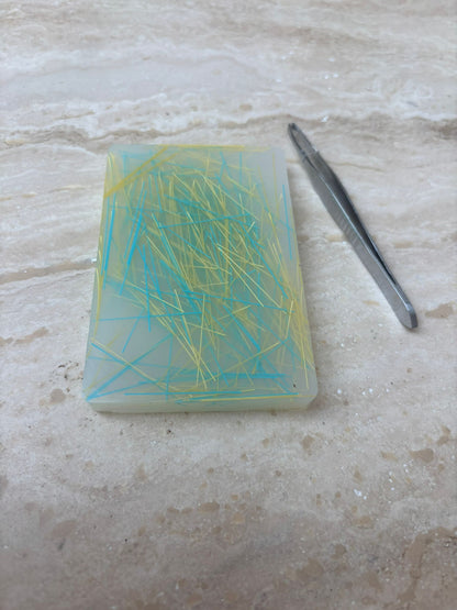 Haarplukmat met pincet geel blauw