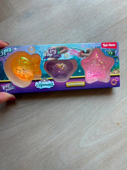 Zeemeerminnen Knijpfiguren zee 6cm 3st